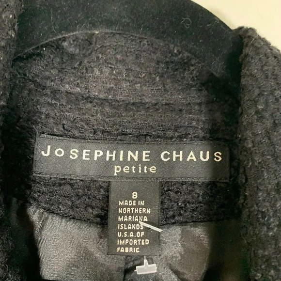 Josephine Chaus Blazer Womens Petite 8 Black Textured Padded Shoulders - Picture 2 of 9